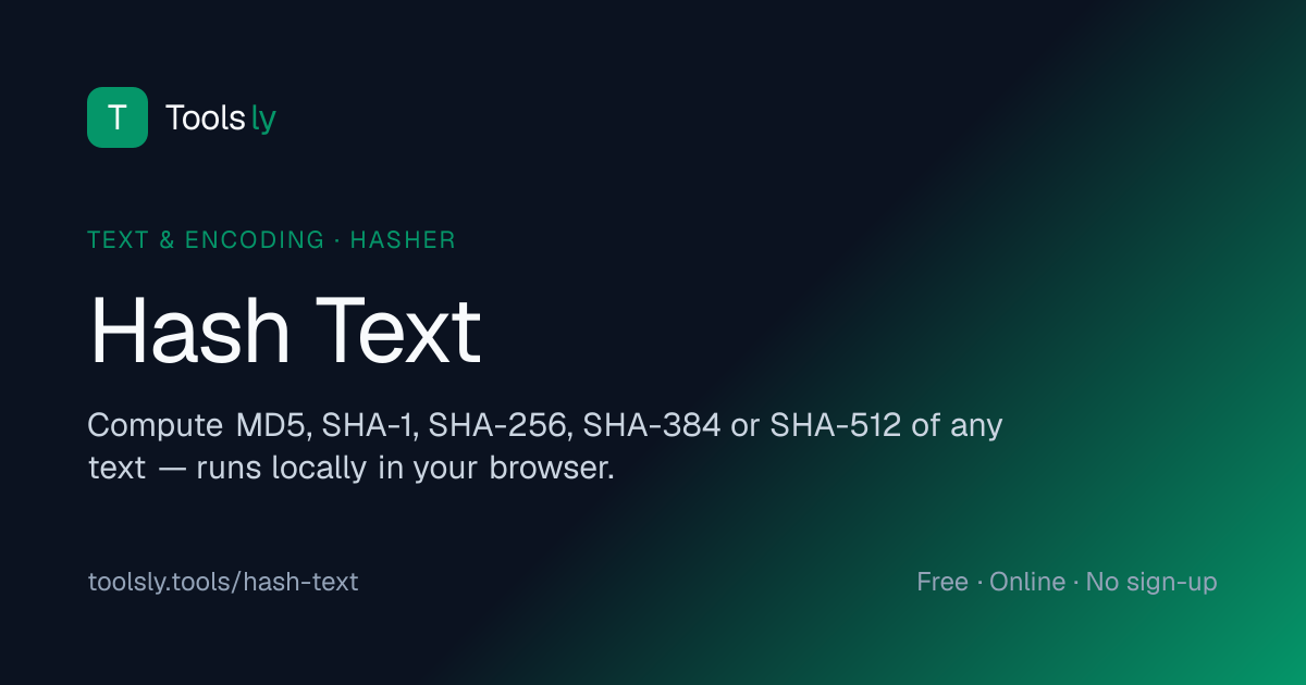Hash Text - Hasher | Toolsly
