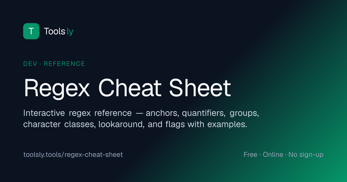 Regex Cheat Sheet - Reference | Toolsly — Toolsly